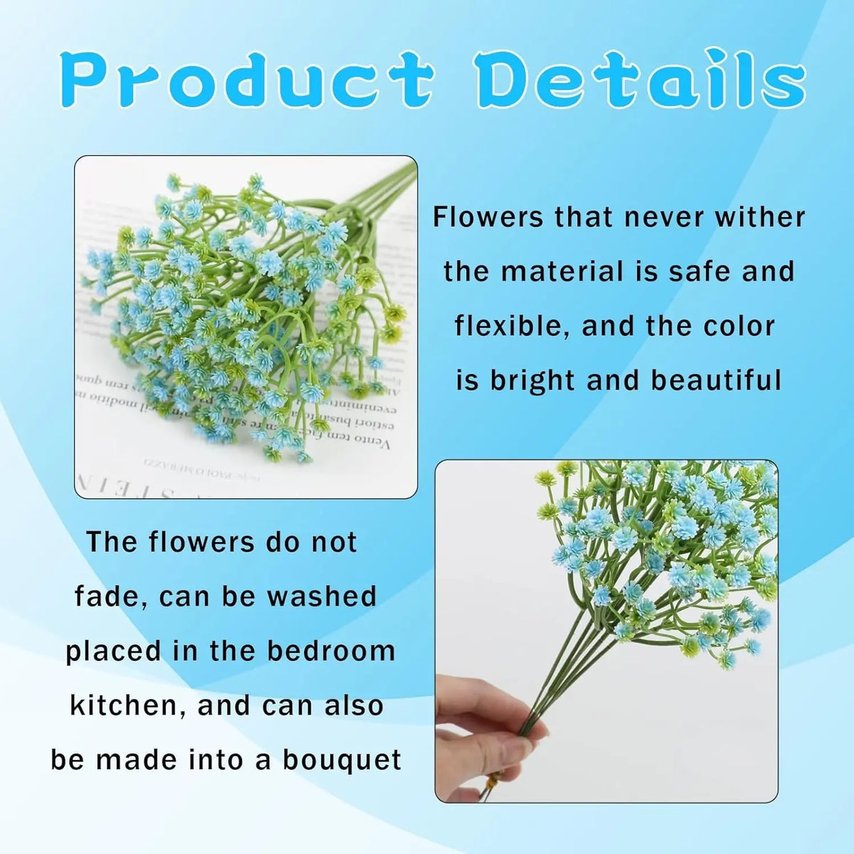 120pcs Artificial Gypsophila Bouquet, Artificial Mixed Flower, Artificial Bouquets, Faux Flower Bouquets, Artificial Flower Decorations, Home & Outdoor Decor, DIY Garden, Office Flower Arrangement, Spring Decoration, Anniversary, Wedding, Birthday