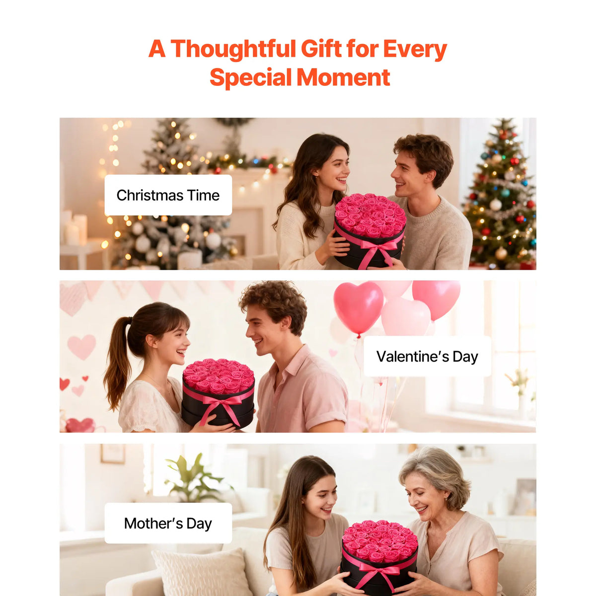 【toolupgrade】VEVOR Vibrant Preserved Rose Bouquet Flowers - 27 Round Eternal Flowers in a Box, Light Decor for Bedroom Room Decor, Valentine's Day Anniversary Gift with Prime Delivery, Birthday