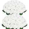 50 /100/200/500Pcs White Roses Artificial Flowers, Real Touch Velvet Roses Bouquet Fake Flowers Bulk, Artificial Roses with Long Stems for Birthday Gift Women Mom DIY Bridal Wedding Centerpiece Decorations