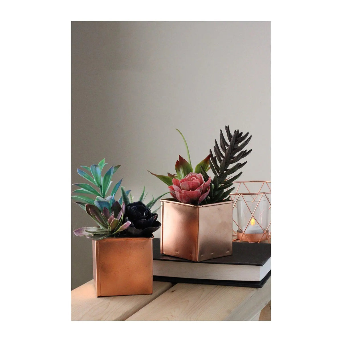 Northlight 7" Copper Potted Artificial Succulent Arrangement