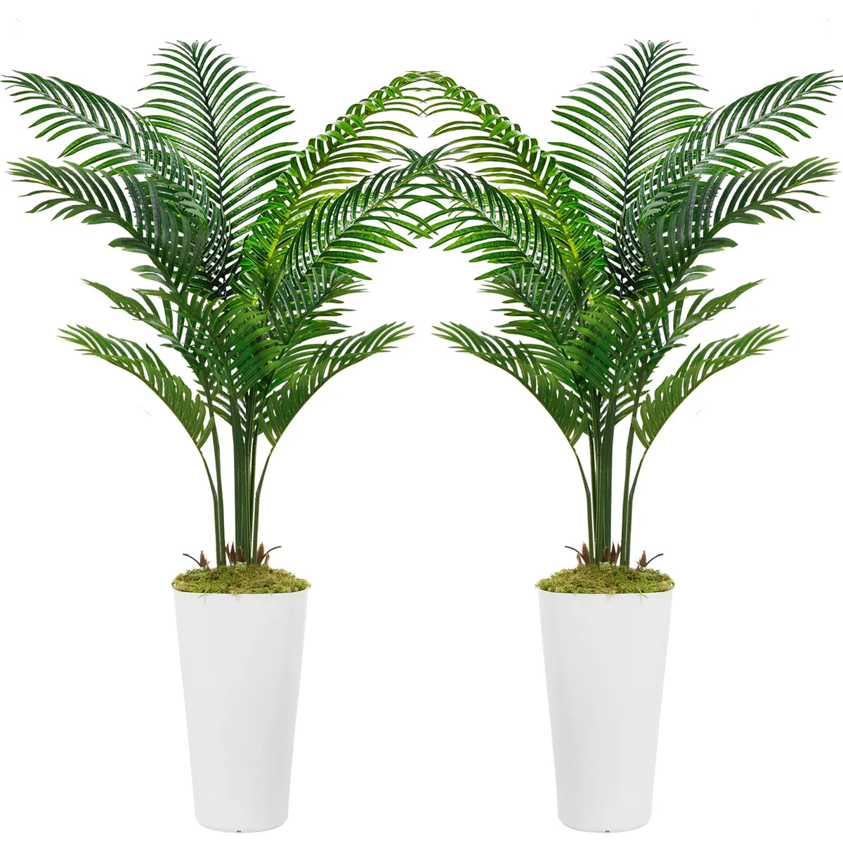 Artificial Palm Tree with White Tall Planter 5ft Tall - Faux Plants Indoor 12 Realistic Branches - Fake Tropical Floor Plants Pots Areca Palm Decorative Fruit Ornaments
