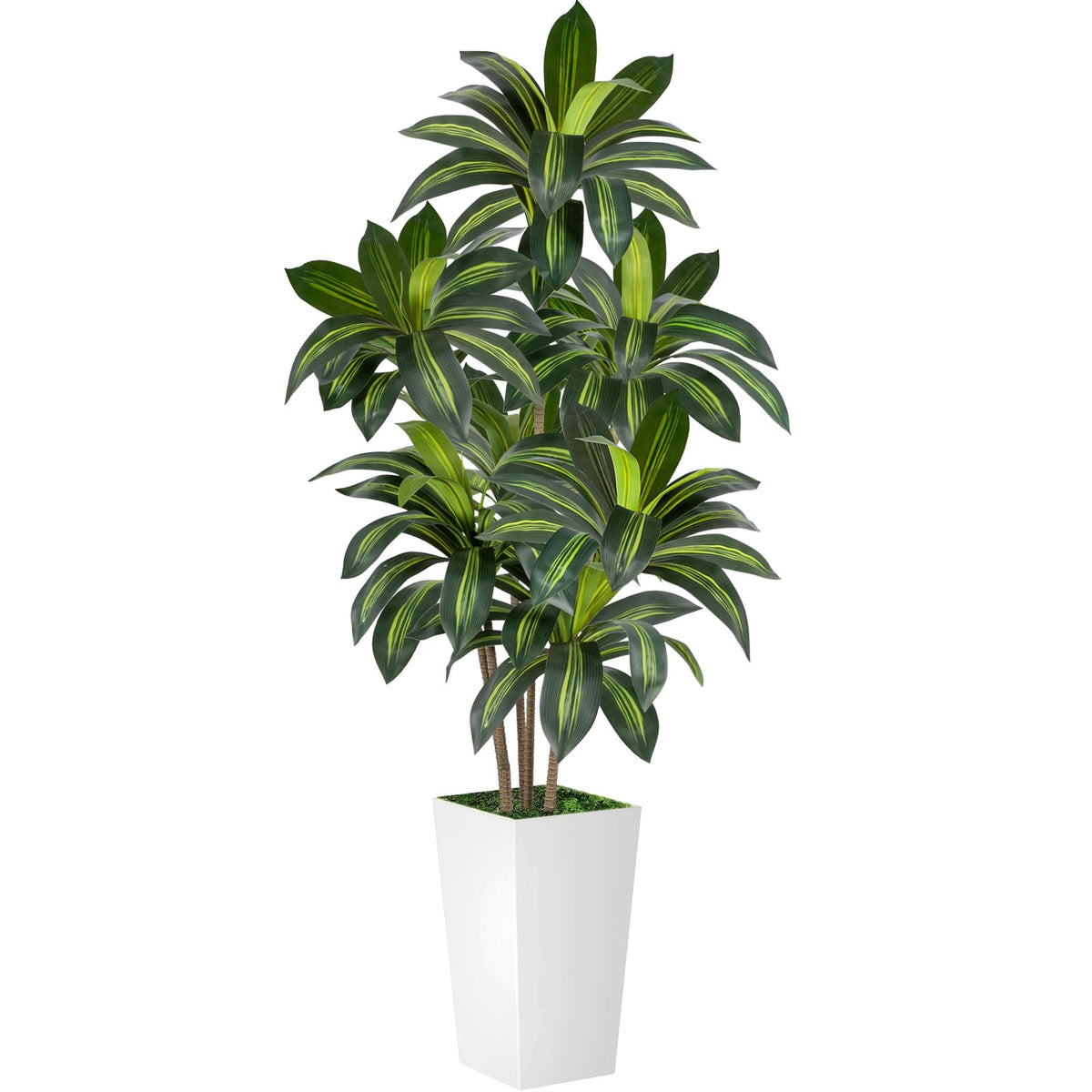 VIVATREES Dracaena Tree 6FT Artificial, 72in Tall Faux Dracaena Tree with 15.7 White Planter, Fake Potted Tree for Indoor & Outdoor Home Office Decor