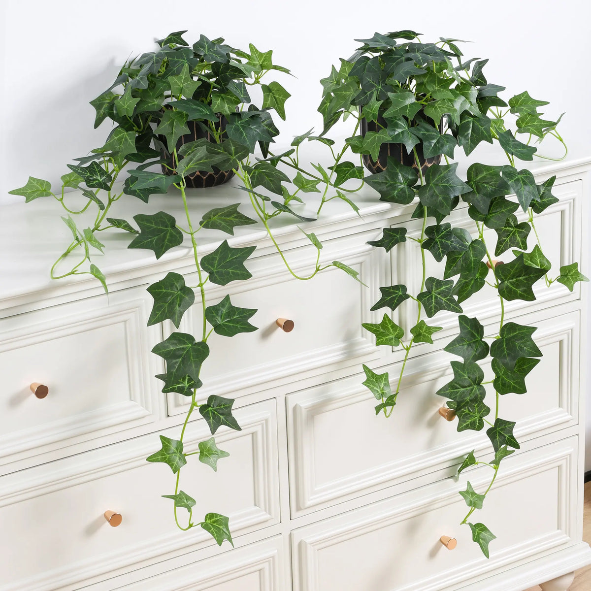 Ivydale Fake Plants 2 Pcs Faux Pothos Plants Potted Indoor Artificial Hanging Plants Realistic Fake Greenery Table Desk Bathroom Office Bedroom Living Room Shelf Modern Farmhouse Decor Indoor