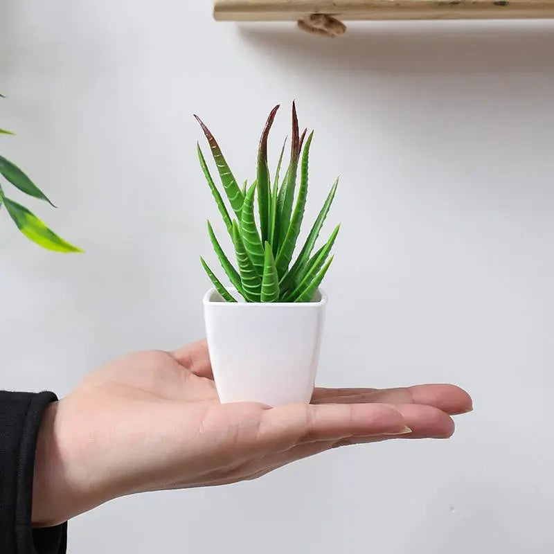 Artificial Potted Plant, 6 Counts Mini Fake Potted Succulent, Artificial Plants, Artificial Potted Flower, Decorative Plant for Home Living Room Bedroom Dining Room, Artificial Floral Plant