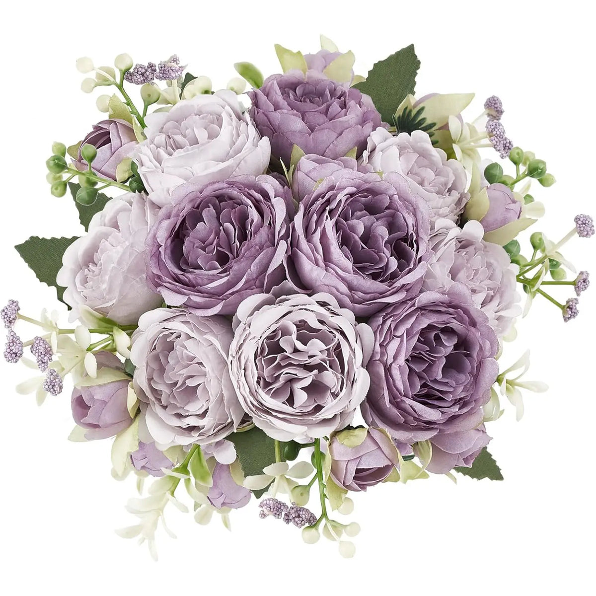 2-Bundle Real Touch Silk White Peony Artificial Bouquets, Home Decor Supplies for Wedding & Party Centerpieces