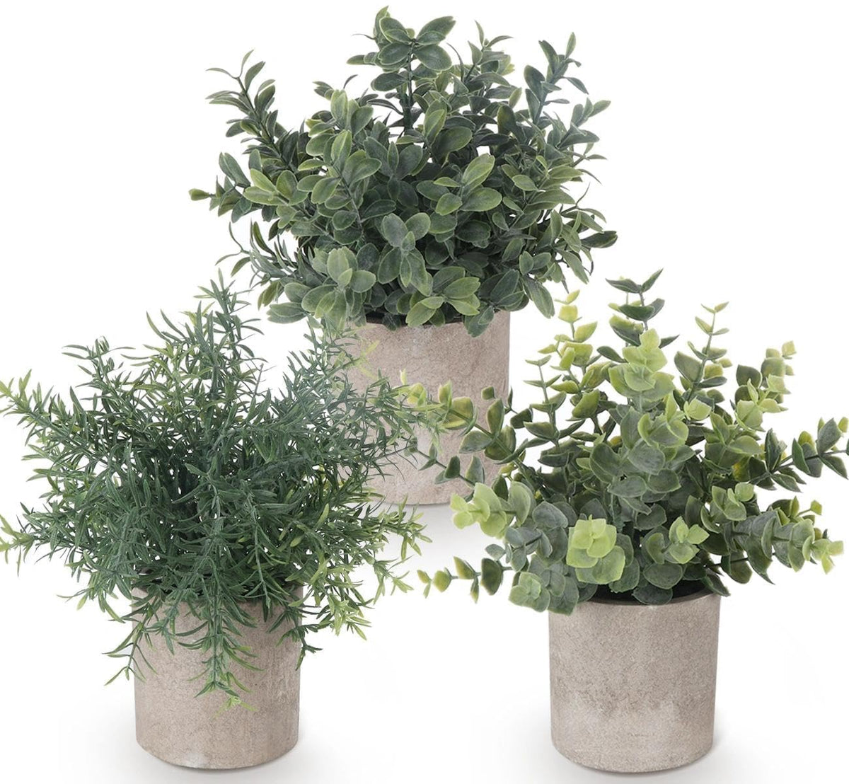 Fake Plants,5 PCS Small Artificial Greenery Eucalyptus Plant Indoor in Pots