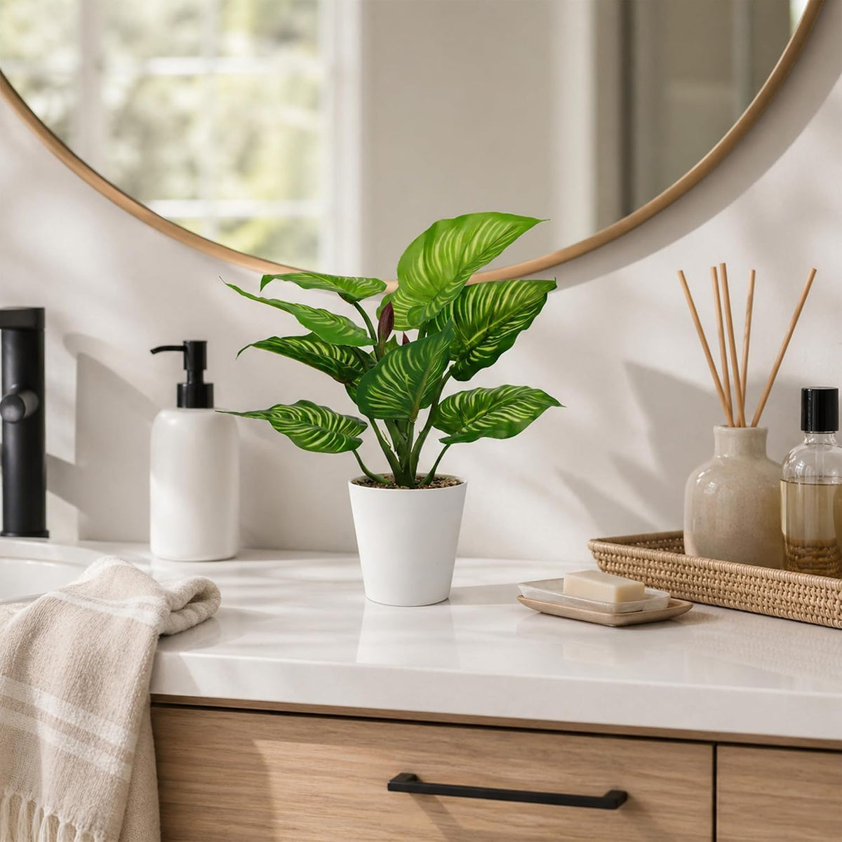 3 Pack Small Artificial Potted Plants for Home, Office Decor