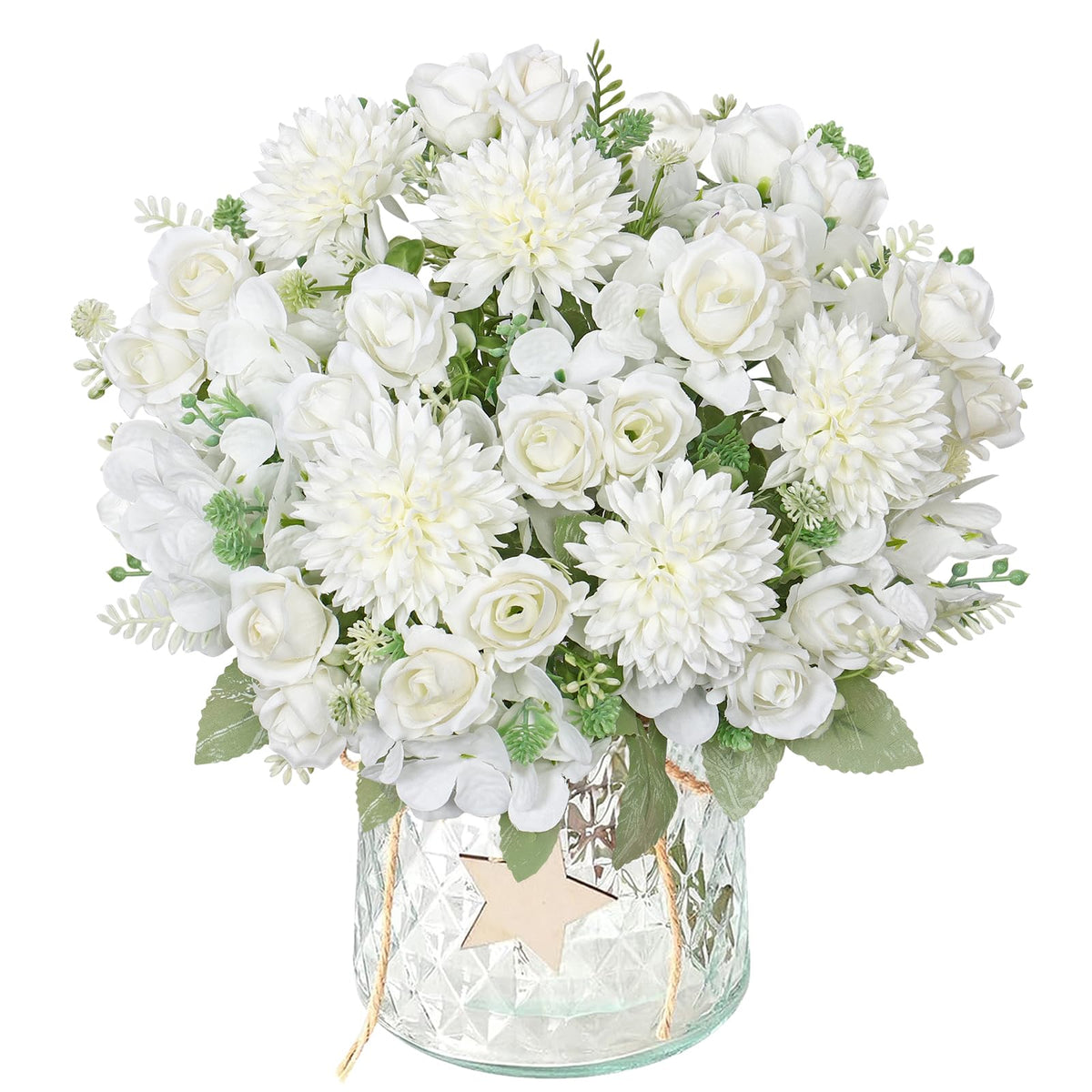 DEMIUKO 2PCS Hydrangea Artificial Flowers Bouquet Silk Floral Arrangements