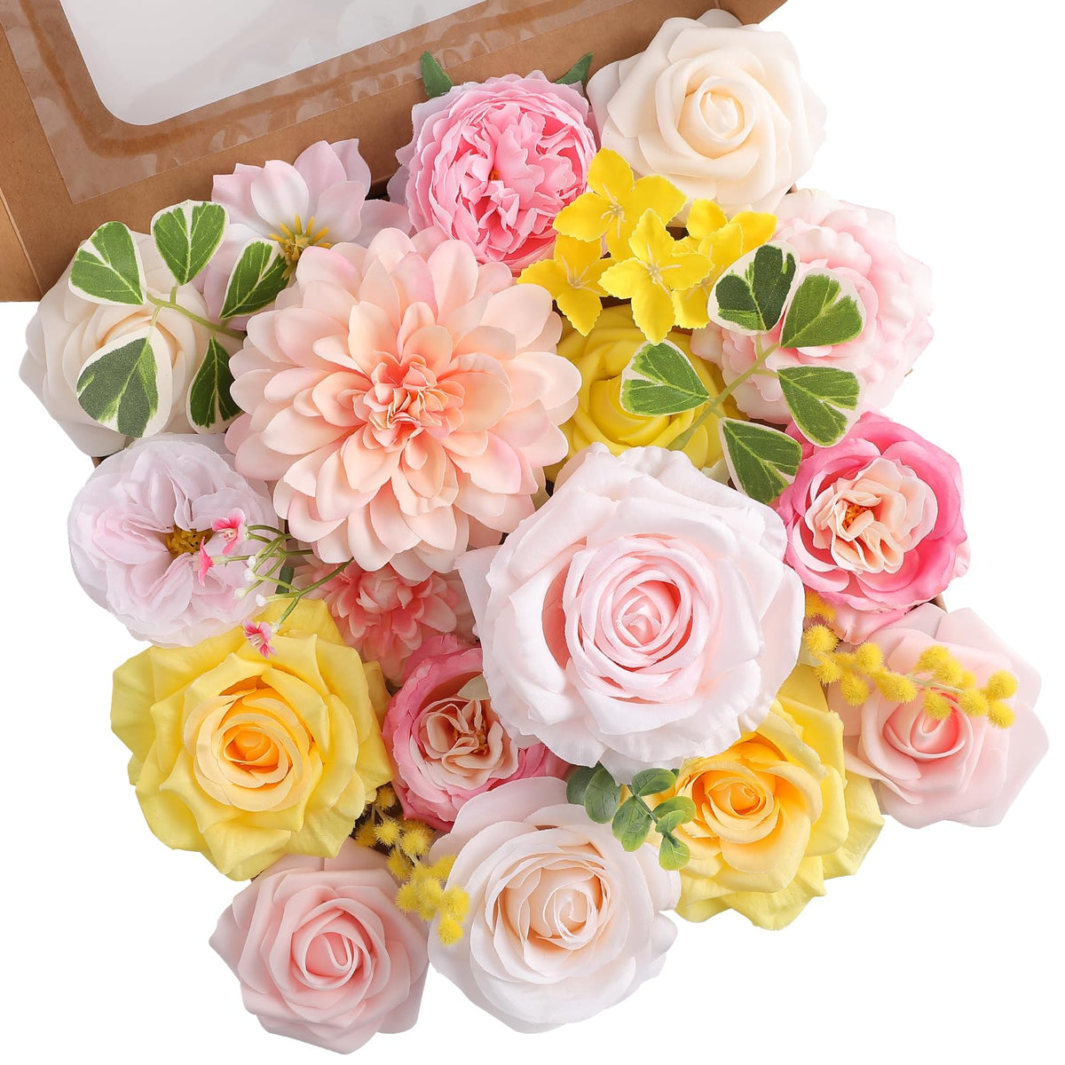 Floweroyal Artificial Flowers Combo Purple Flowers Mix Silk Flowers Dahlia Roses with Stems for DIY Wedding Bridal Bouquets, Baby Shower, Floral Arrangement, Table Centerpieces, Home Decorations.