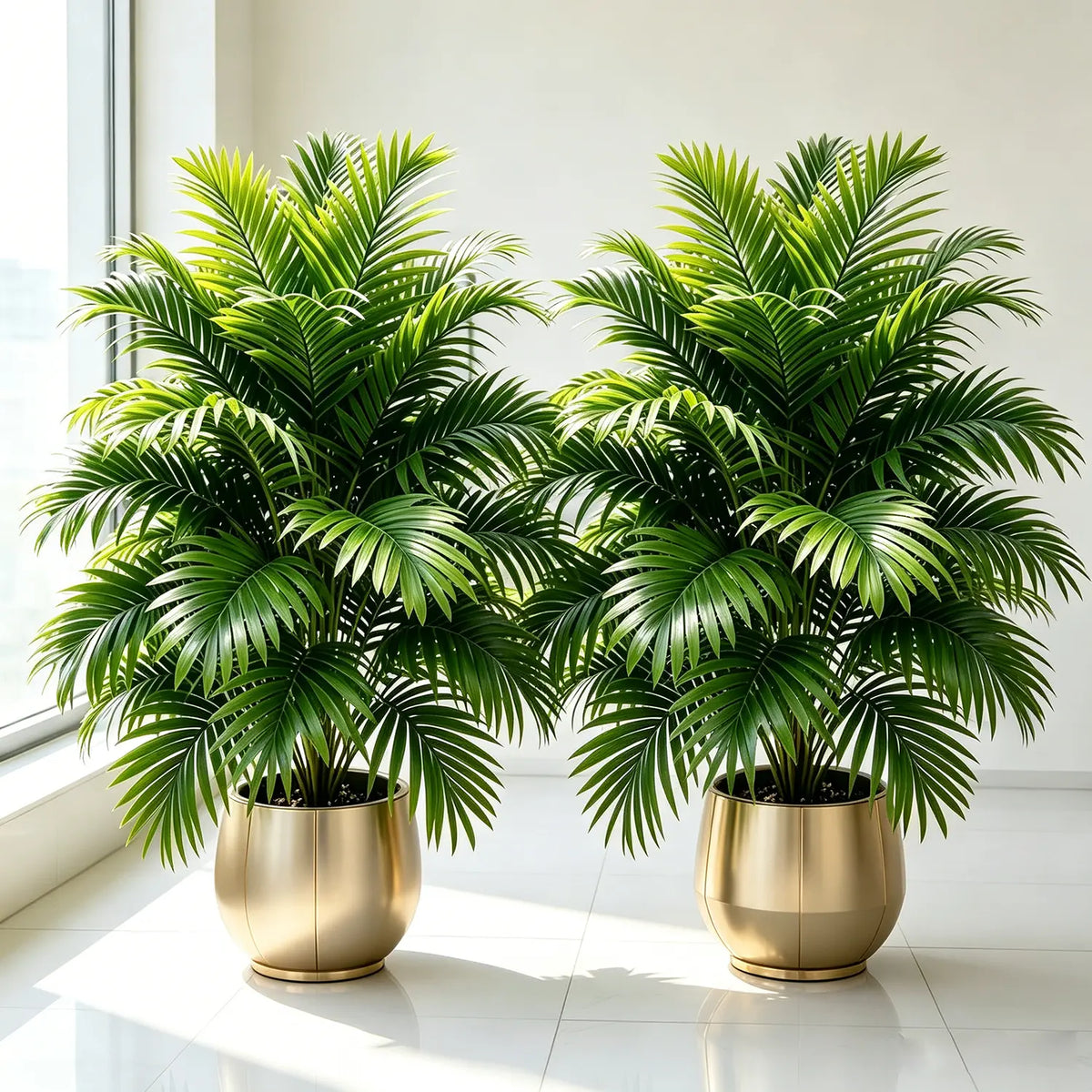 Faux Areca Palm Tree 2-Piece Set, 72in Lifelike PVC Leaves Lightweight Low-Maintenance Potted Floor Faux Plants, Decorative Greenery for Indoor Entryway & Patio Home Decor, Two Piece Set, Faux Plant