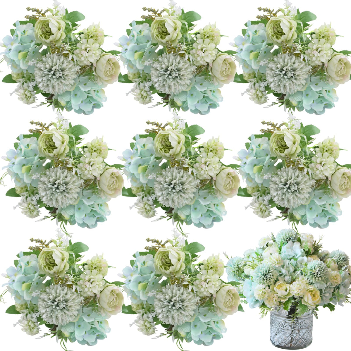 ASTRYAS White Artificial Flowers, 2PCS Fake Silk Peonies Bouquet