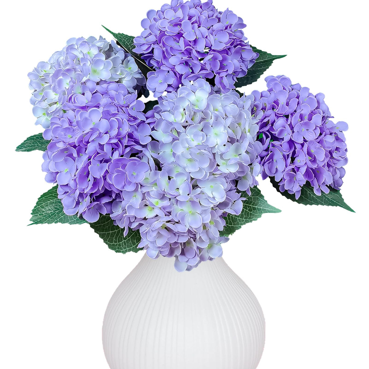 6PCS Blue Hydrangea Artificial Flowers, Silk Faux Hydrangeas