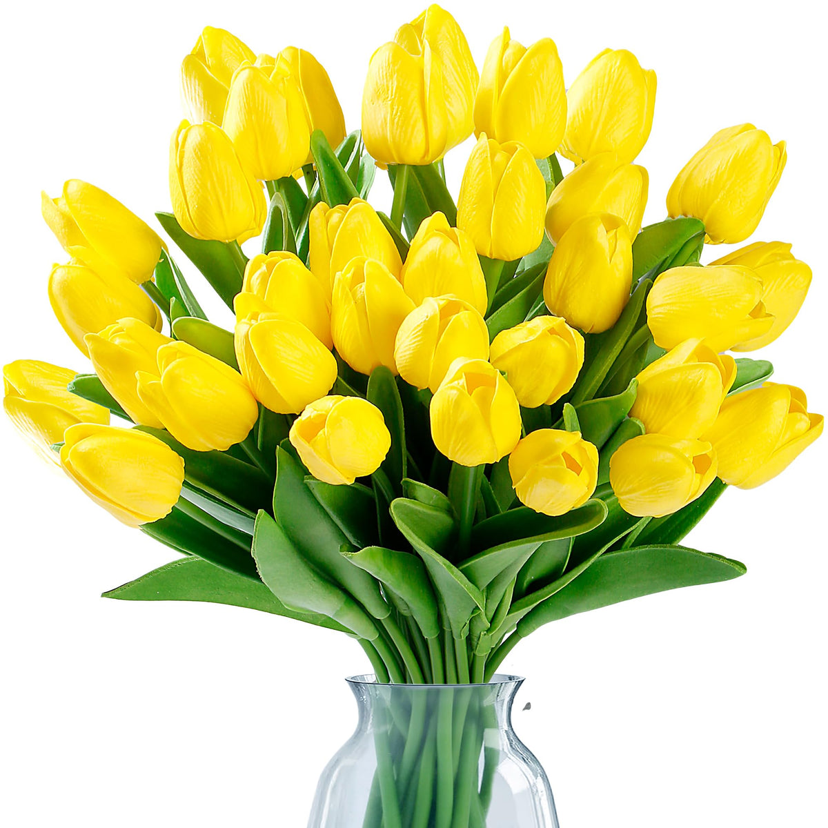 Sggvecsy 15 Pcs Fake Tulips Artificial Flowers Real Touch PU Faux Flowers Tulip Stems for Wedding Spring Bouquet Floral Arrangement Home Party Office Decorations for Mother's Day (Light Pink)