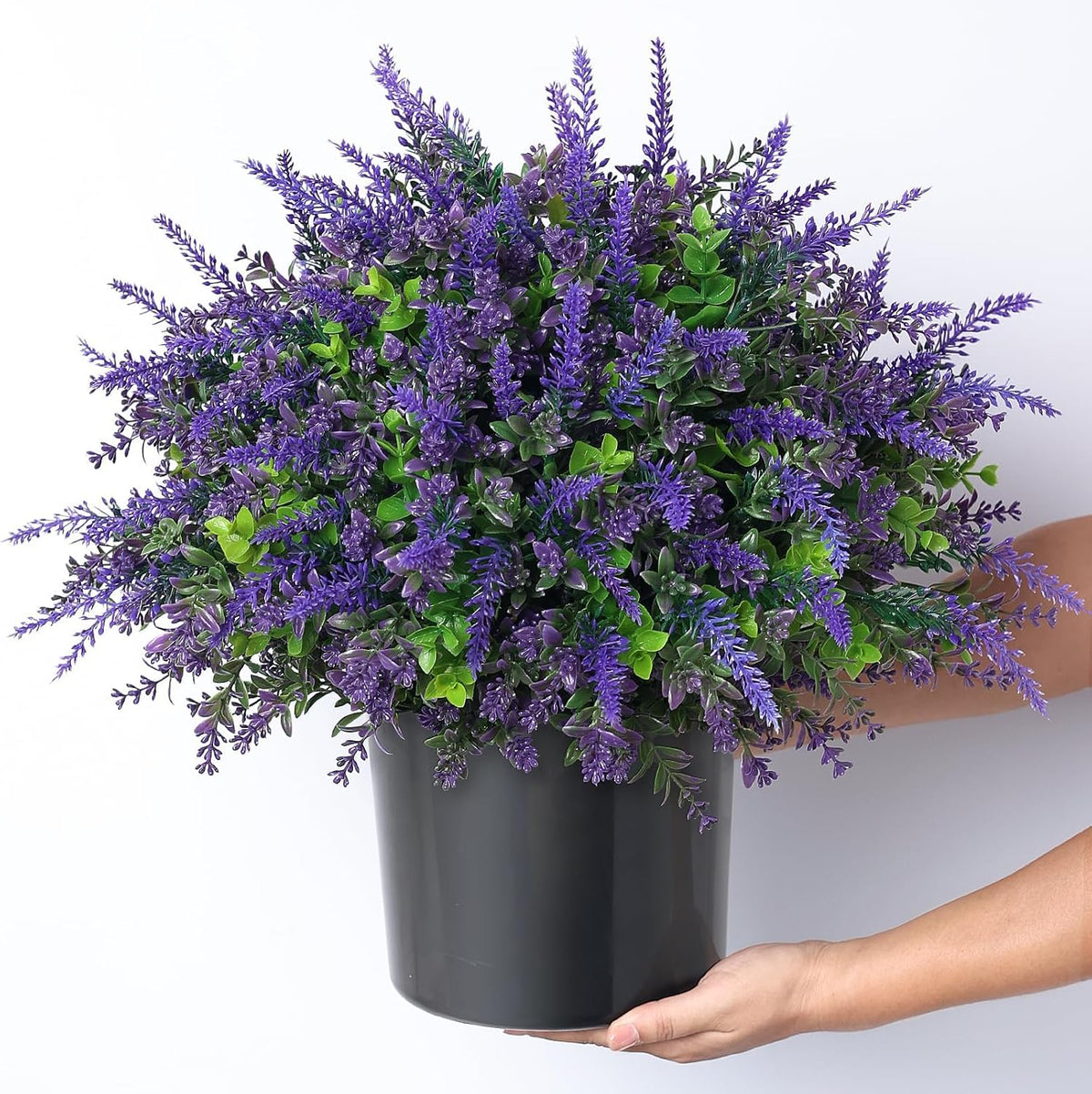 2 Pcs Artificial Lavender & Eucalyptus Topiary Tree for Porch(Purple-Green)