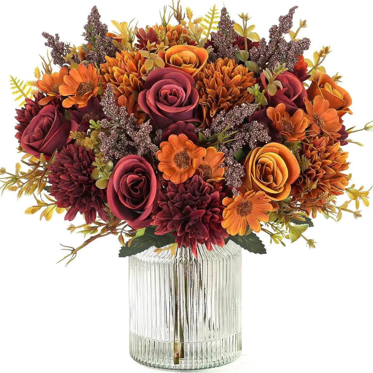6 Pack Artificial Flowers, Faux Floral Arrangements, Silk Roses Bouquet with Pink Flowers for Decorative Centerpiece Table Wedding Party Home Spring Decor, Artificial Flower Decorations