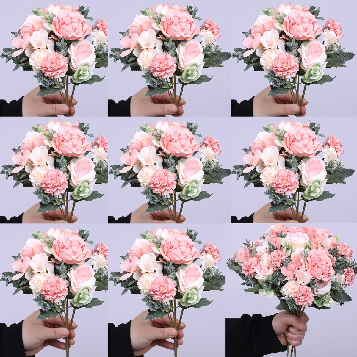 8 Pack Artificial Pink Peonies Flowers Bouquet for Centerpieces