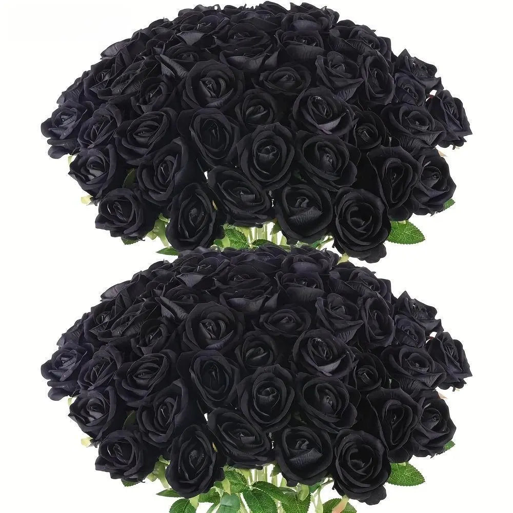 【Clearance Sale | Limited Quantities】 12/24/48 Pcs 51cm Long-Stem Silky Velvet Faux Rose Bouquet, Premium Full Plump Realistic Romantic Classic Decorative Flowers, Box Sets for DIY Arrangements, Female Gift, Home Decor Supplies