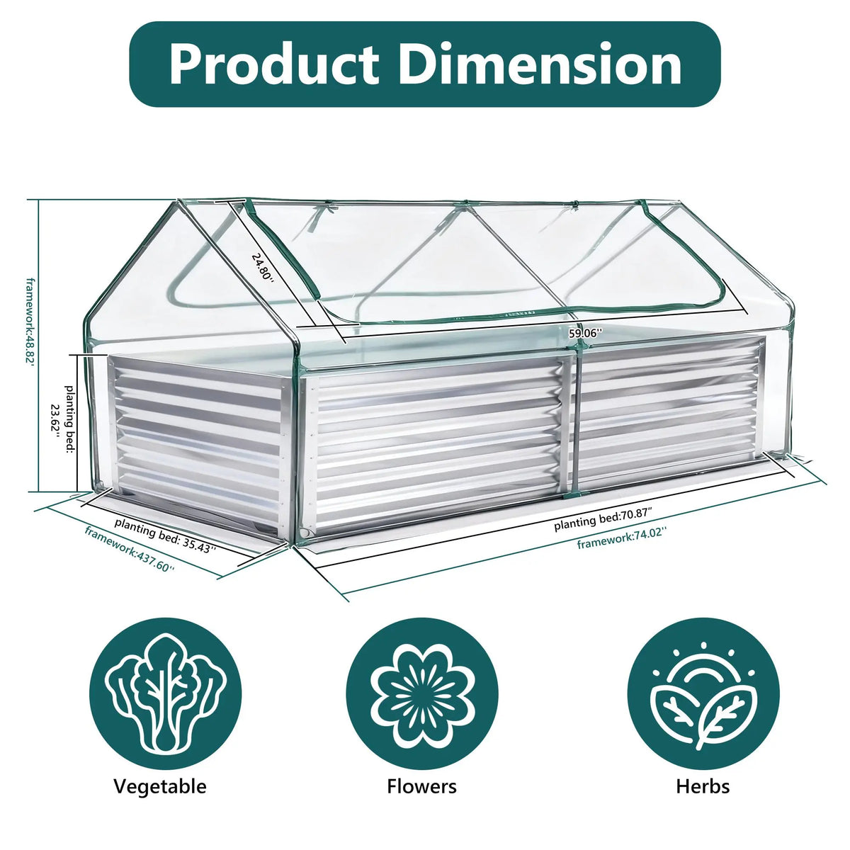 Sweetcrispy Rustproof Metal Raised Garden Bed - Elevated/Outdoor Planting Boxes with 12" Deep Bed Open Bottom, 12" for Veggies, Herbs & Flowers, for Backyard & Patio, Silver