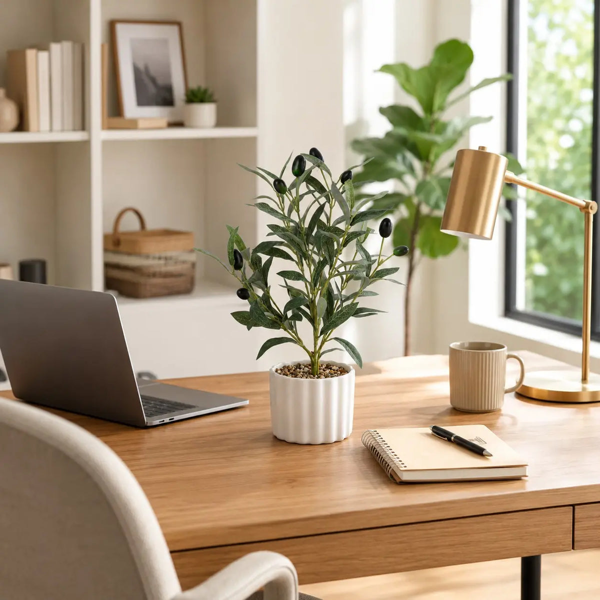 1PC Artificial Olive Tree in Pot, Realistic Faux Olive Plant with Black Olives, Fake Indoor Plants, Mini Potted Greenery for Indoor Home Office Table Shelf Decor #GLOBAL PICKS