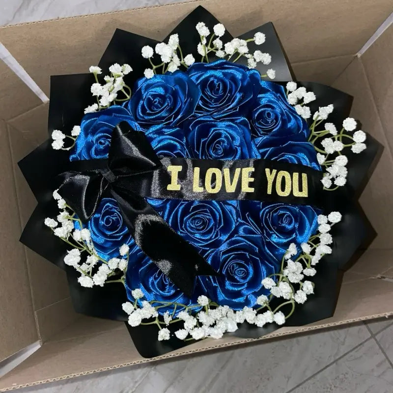 Eternal Bouquet - Baby Breath Around Rim with roses of choice
