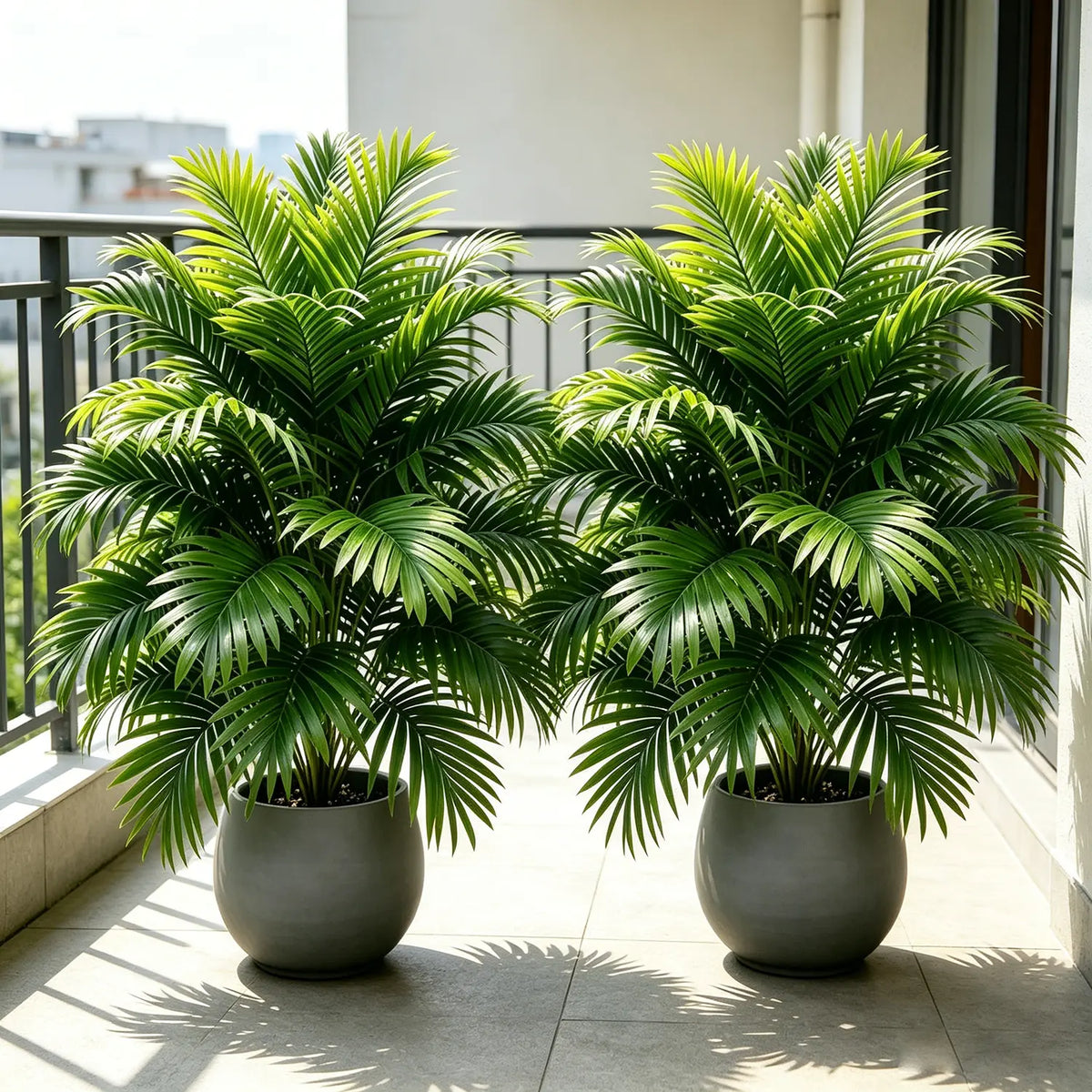 Faux Areca Palm Tree 2-Piece Set, 72in Lifelike PVC Leaves Lightweight Low-Maintenance Potted Floor Faux Plants, Decorative Greenery for Indoor Entryway & Patio Home Decor, Two Piece Set, Faux Plant