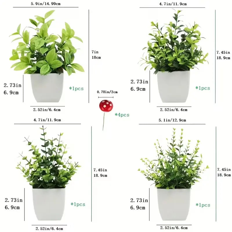 4-Pack Simulation Plant Mini Artificial Eucalyptus Potted Plant, Suitable for Home, Indoor Office Desks, Rooms, Bathrooms, Thanksgiving, Blackfriday, Christmas, New Year Decoration