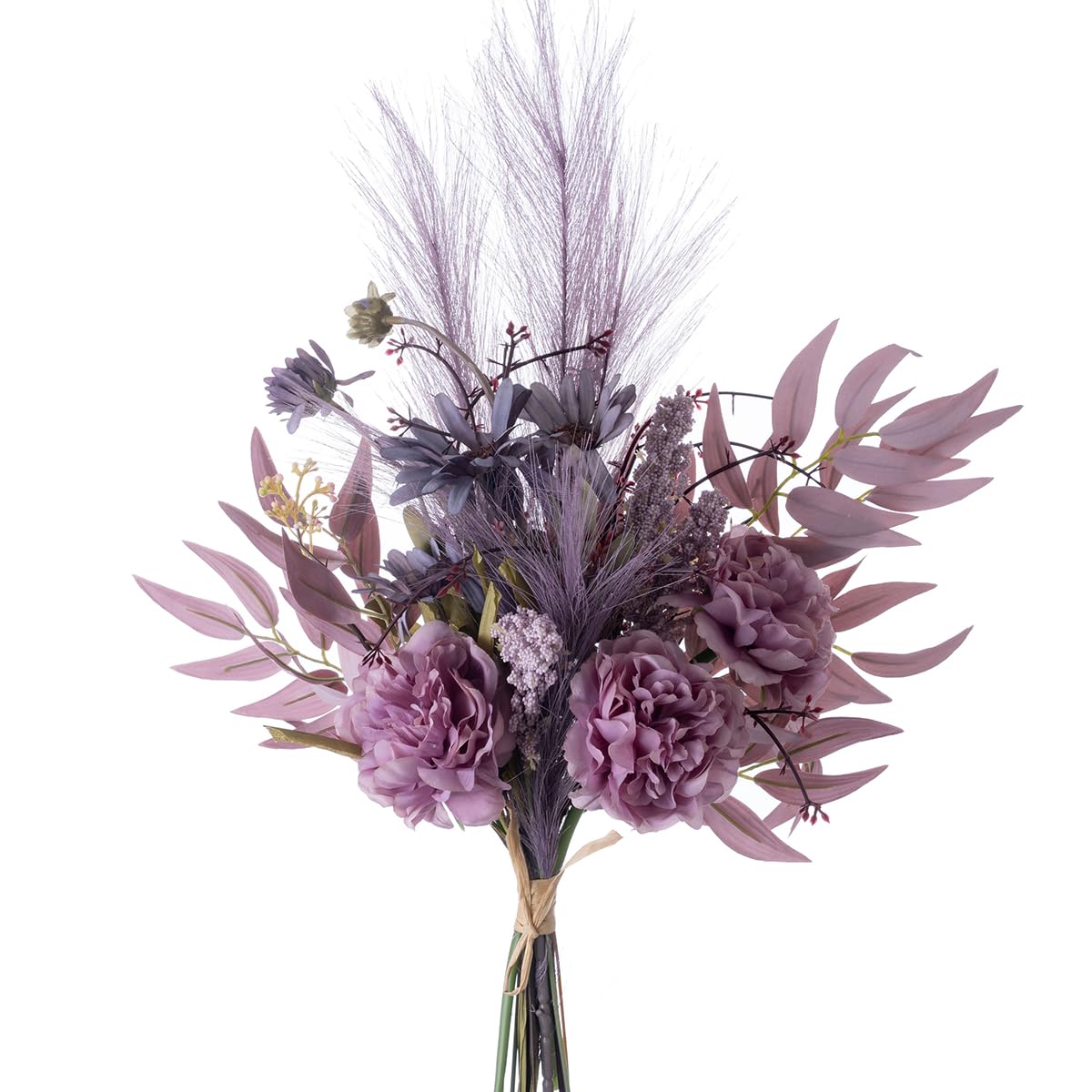 12-inch Small Fake Silk Flowers Fall Bouquet Faux Centerpieces with Roses, Dandelions, Hydrangea, Daisies, Hollyberries - Realistic Artificial Floral Arrangements for Home Kitchen Decor