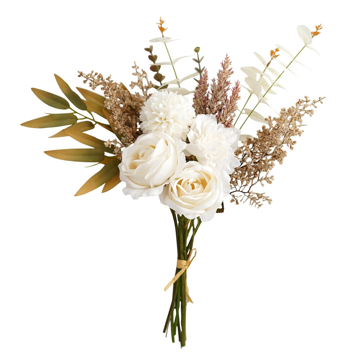 Artificial Flowers Bouquet - Faux Silk Flowers Centerpiece, Realistic Fake Flowers Plants for Home Decor Dining Table, Indoor Vase, Wedding Bouquet Arrangements (Orange)