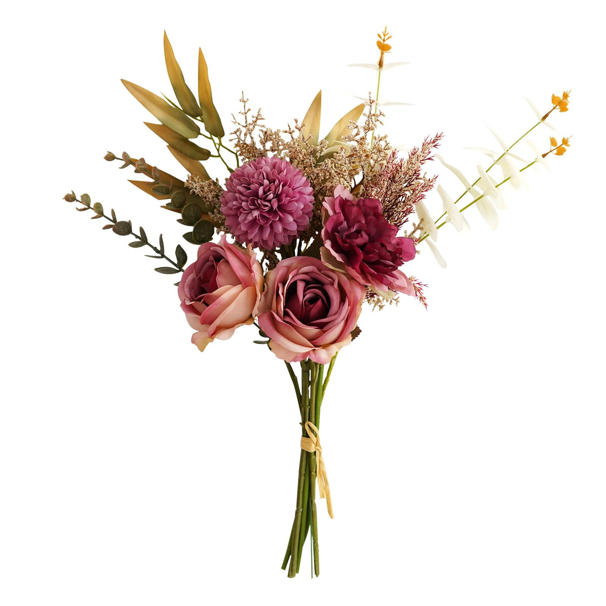 Artificial Flowers Bouquet - Faux Silk Flowers Centerpiece, Realistic Fake Flowers Plants for Home Decor Dining Table, Indoor Vase, Wedding Bouquet Arrangements (Orange)