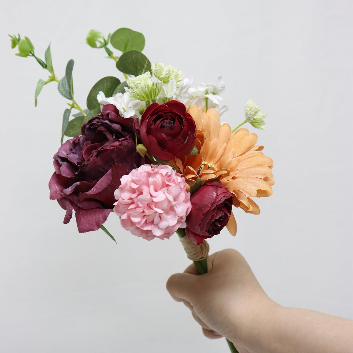 Zerzsy Artificial Flowers Bouquets, 4PCS Mixed Pink Artificial Peonies,Fake Flower Holding Flowers Wedding Bouquet for Bride Spring Home Desk Decor