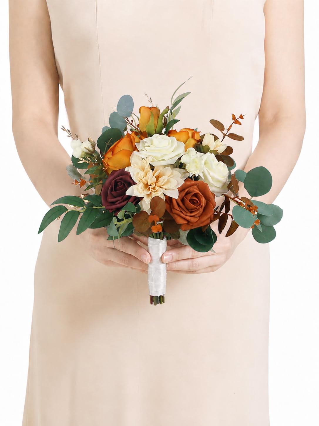 Rinlong Navy Terracotta Bridesmaid Bouquet, Fall Wedding Bouquets