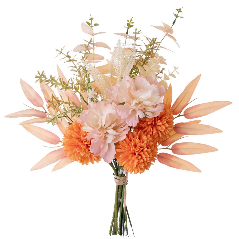 KIRIFLY Artificial Fake Flowers Plants Silk Flower Arrangements Wedding Bouquets Decorations Plastic Floral Table Centerpieces for Home Kitchen Garden Party Décor (Champagne)