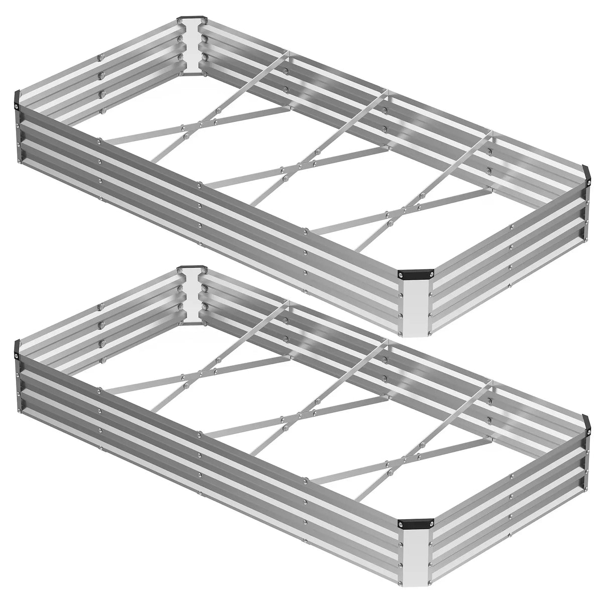 Sweetcrispy Rustproof Metal Raised Garden Bed - Elevated/Outdoor Planting Boxes with 12" Deep Bed Open Bottom, 12" for Veggies, Herbs & Flowers, for Backyard & Patio, Silver