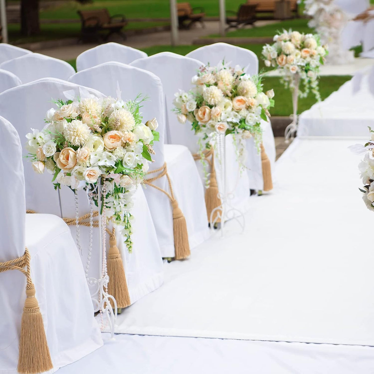 ASTRYAS White Artificial Flowers, 2PCS Fake Silk Peonies Bouquet