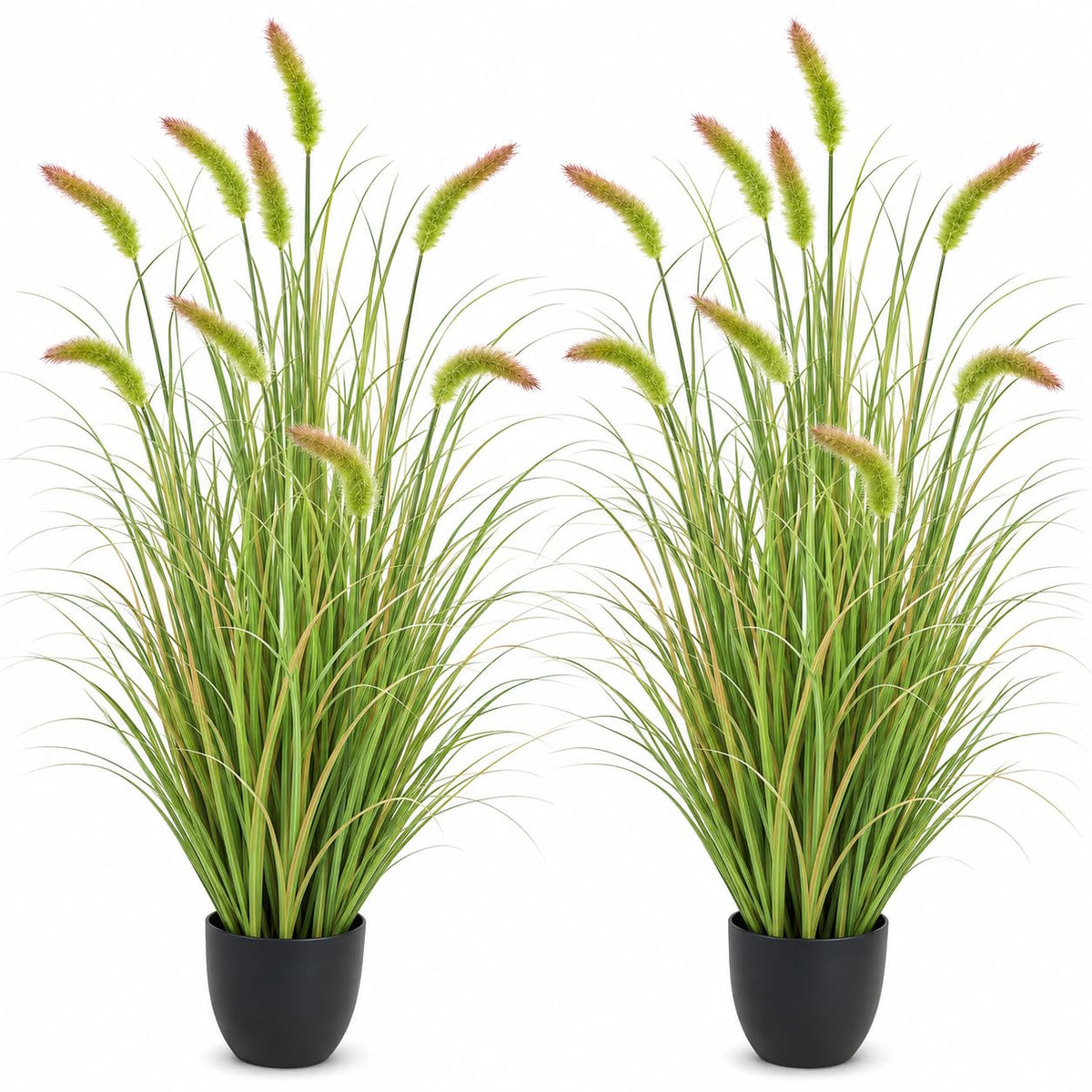 KOL 3ft 2-Pack Artificial Cattail Reed Grass, 35in Indoor Fake Onion Grass
