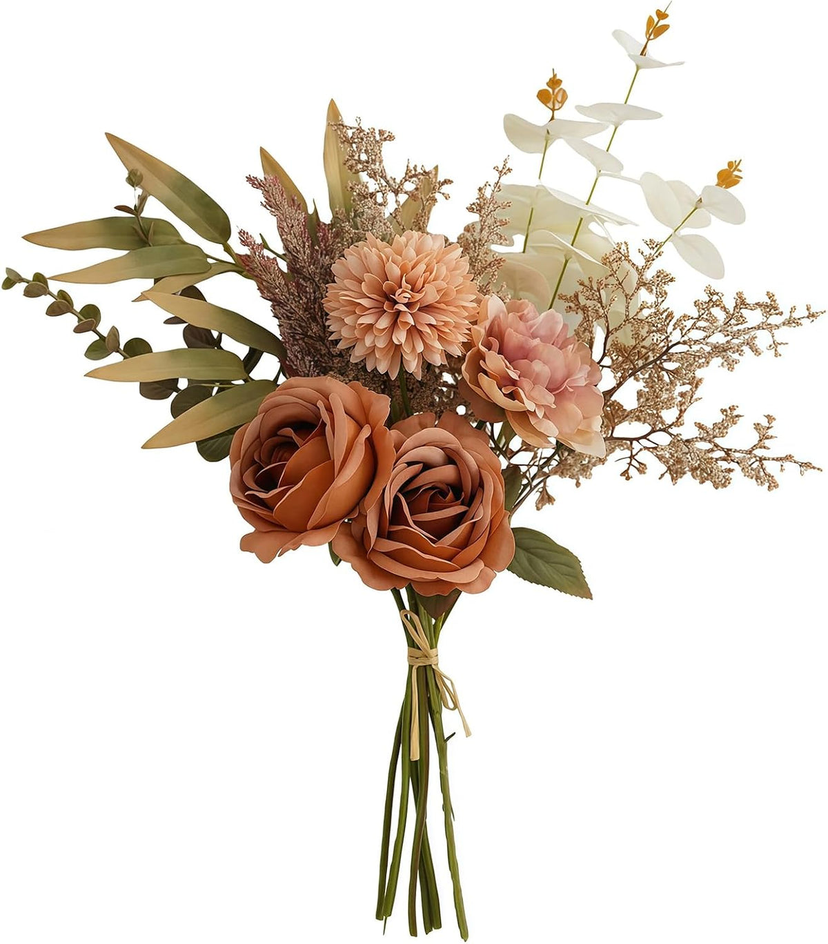 Artificial Flowers Bouquet - Faux Silk Flowers Centerpiece, Realistic Fake Flowers Plants for Home Decor Dining Table, Indoor Vase, Wedding Bouquet Arrangements (Orange)