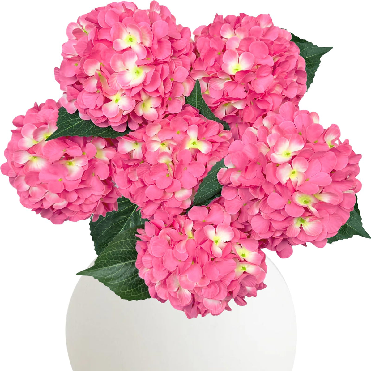 6PCS White Hydrangea Artificial Flowers, Bulk Silk Fake Flower with Stems, Faux Hydrangeas Bouquets for Home Décor, Wedding, Party, and Office Table Centerpieces.