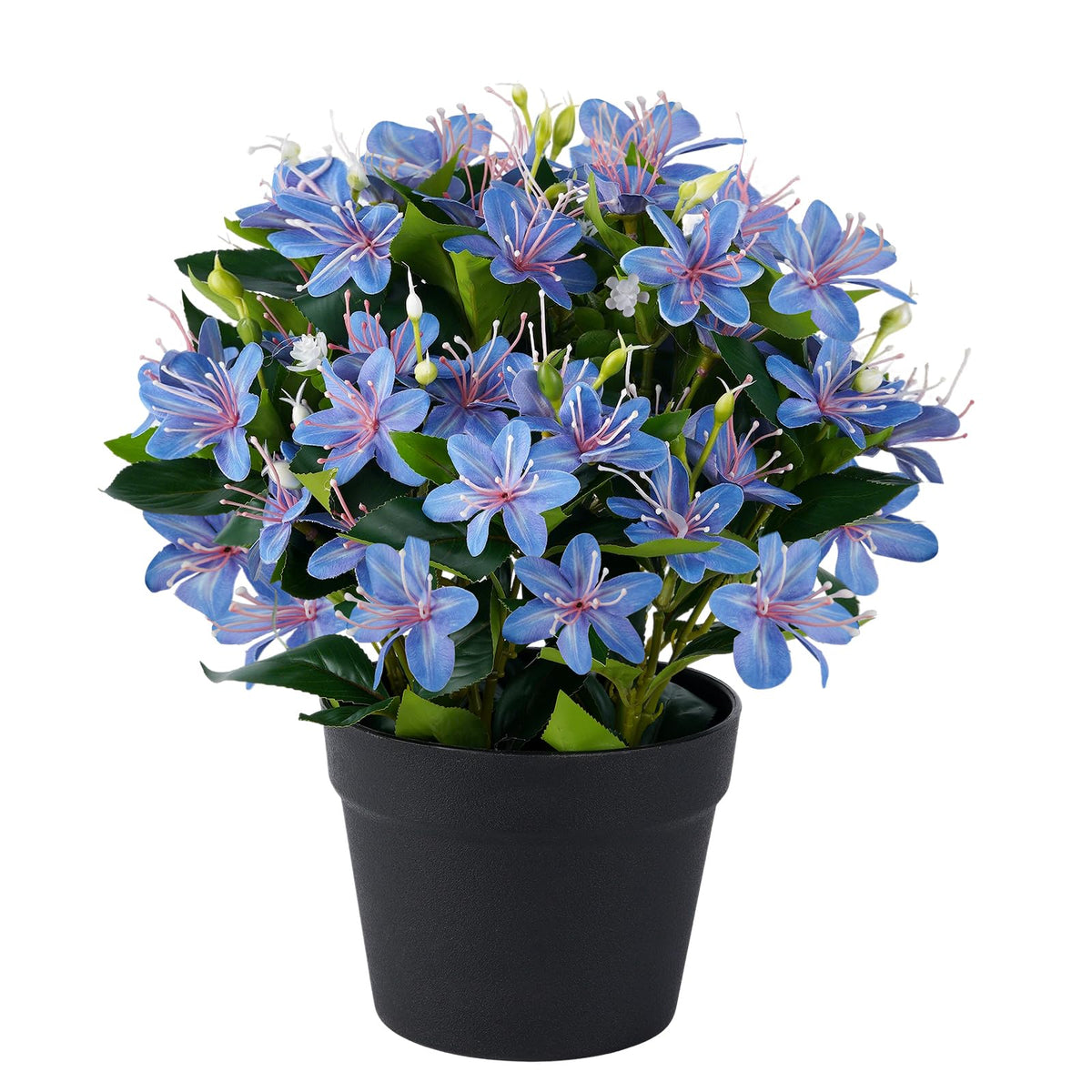 14'' Fake Plants Artificial Lily Flowers in Pot for Home Décor(White)