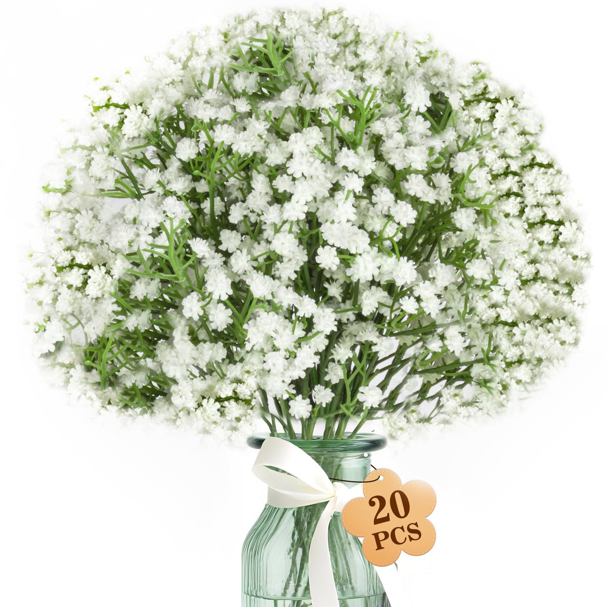 MAQIHAN 6 Babys Breath Artificial Flowers - White Faux Gypsophila Bouquet