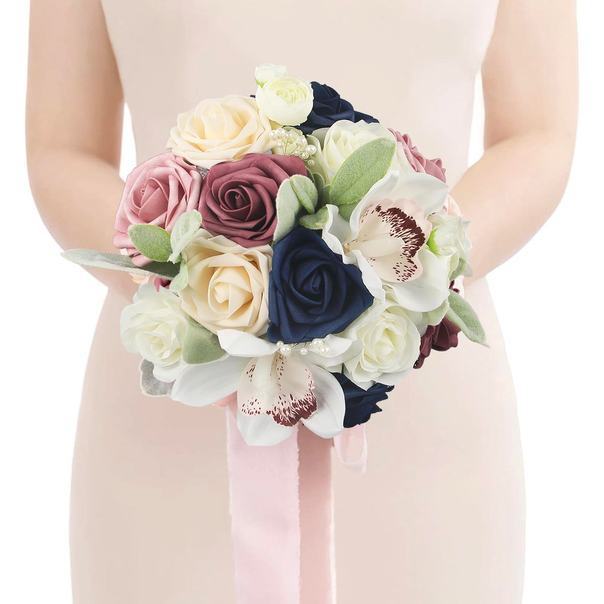 Rinlong Navy Terracotta Bridesmaid Bouquet, Fall Wedding Bouquets