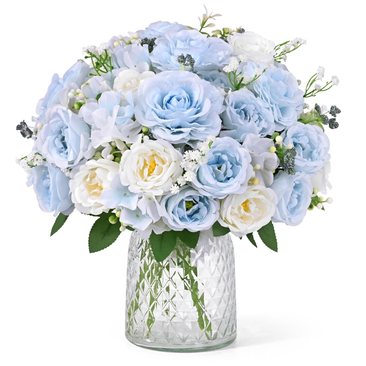 Yastouay 4 Bouquets Peonies Artificial Flowers, Mixed Pink & White
