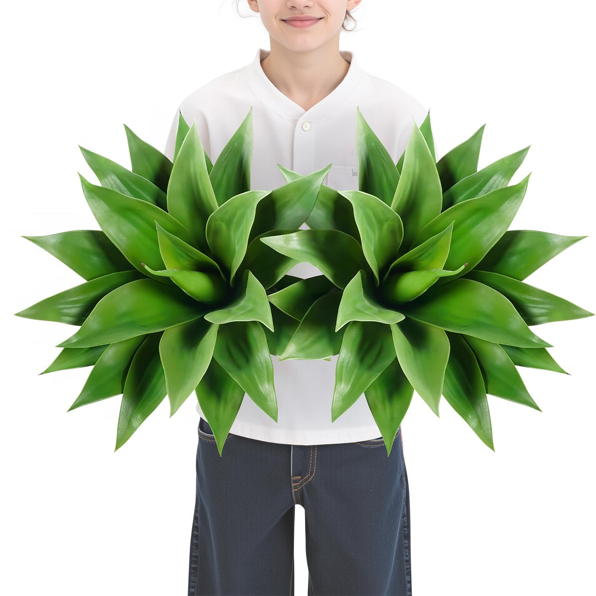 Velener 28 Inch Artificial Agave Plants Outdoor Set, Large Fake Plants Indoor for Home Decor, Realistic UV Resistant Faux Succulents Plants Without Pot, Set of 2