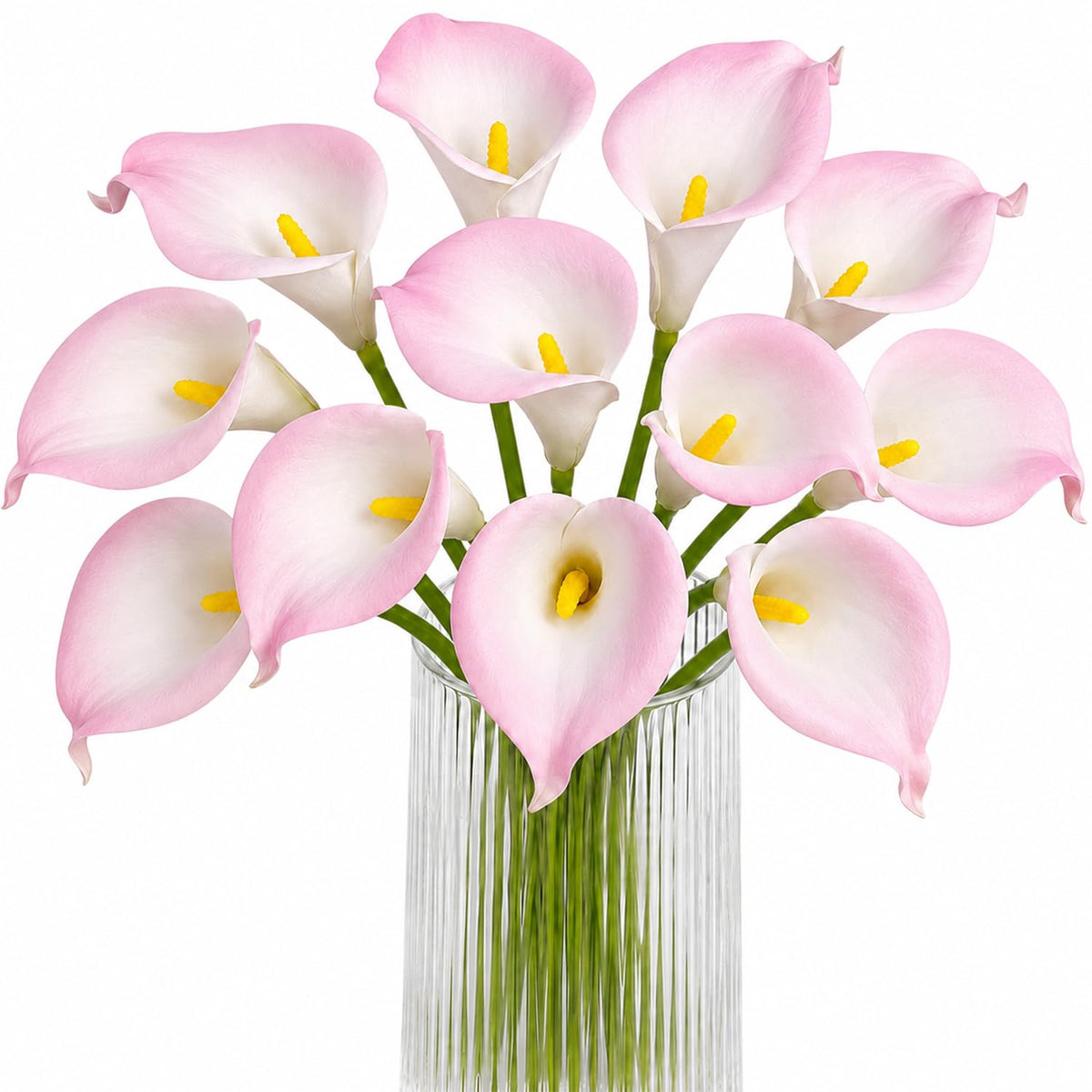 Letjolt White Artificial Calla Lily 12Pcs Realistic Flowers Bouquet