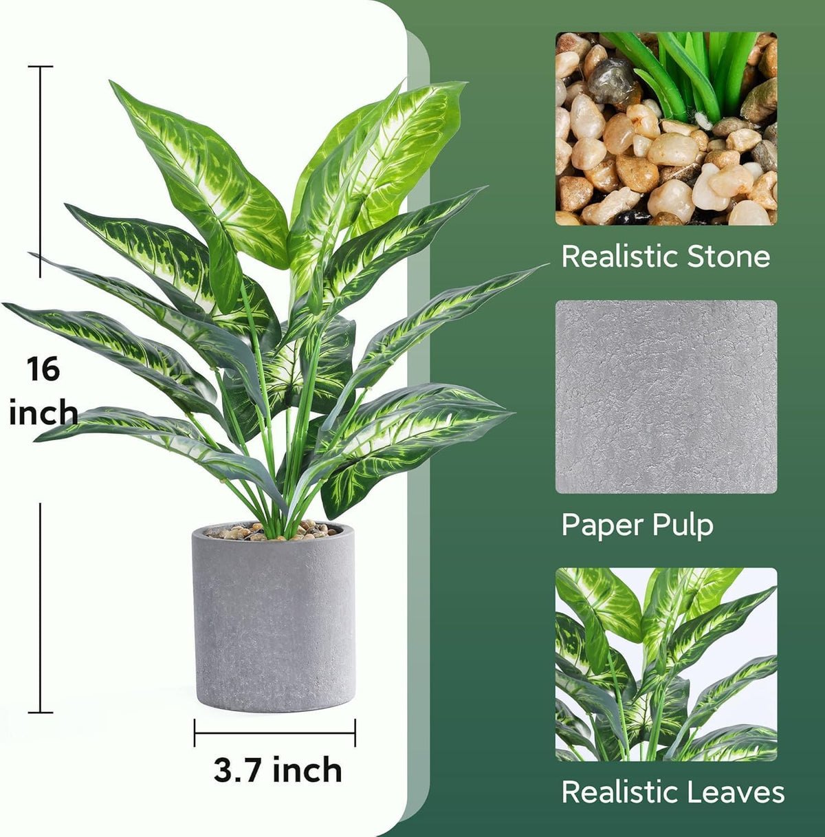 JC nateva 16 Inch Fake Plant, Tropical Potted Plant for Desk & Shelf Decor