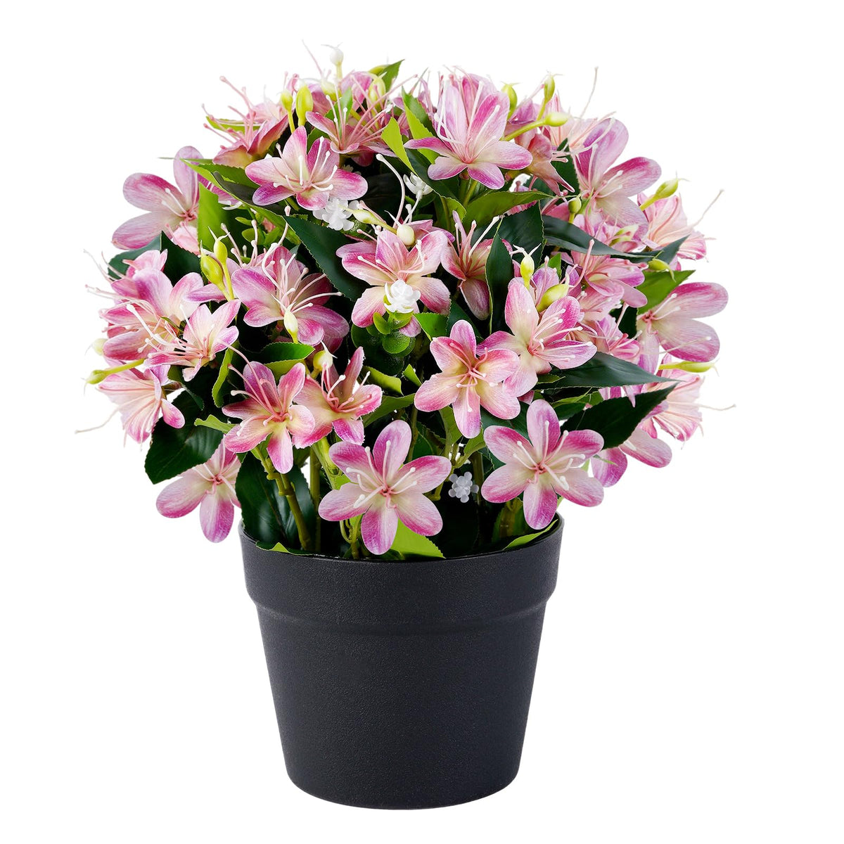 14'' Fake Plants Artificial Lily Flowers in Pot for Home Décor(White)