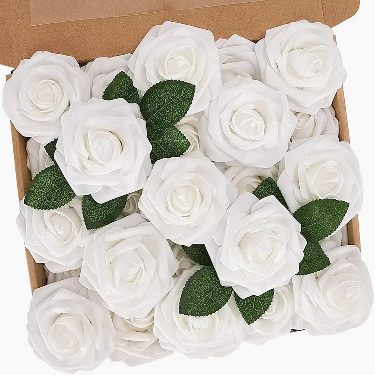 N&T NIETING Artificial Flowers 25Pcs Real Touch Fake Roses Foam Flowers with Stems for DIY Wedding Bridesmaid Bridal Bouquets Centerpieces Home Arrangement Party Tables Decoration,Series Purple