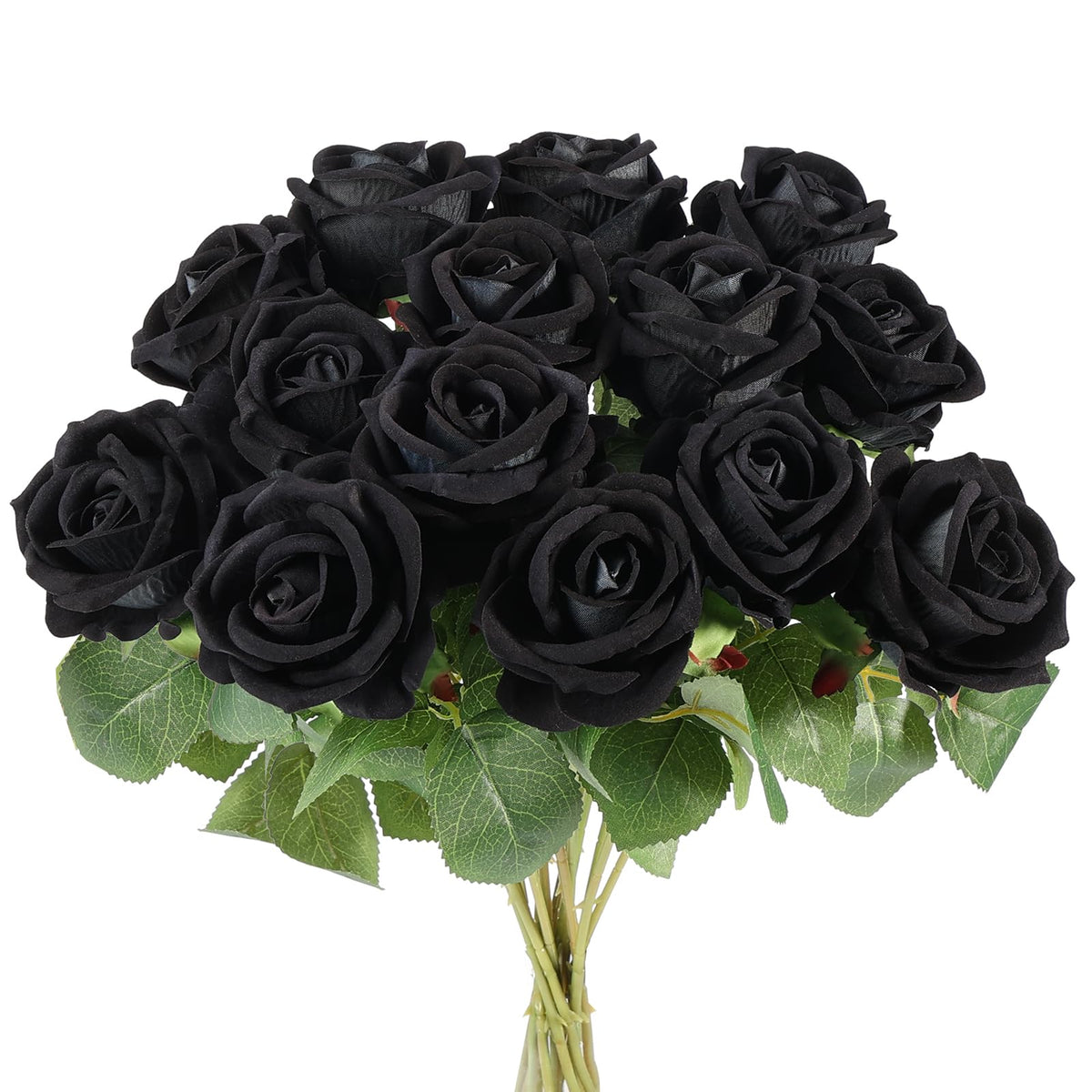 Auihiay 14PCS Red Roses Artificial Flowers, Fake Red Roses Bouquet