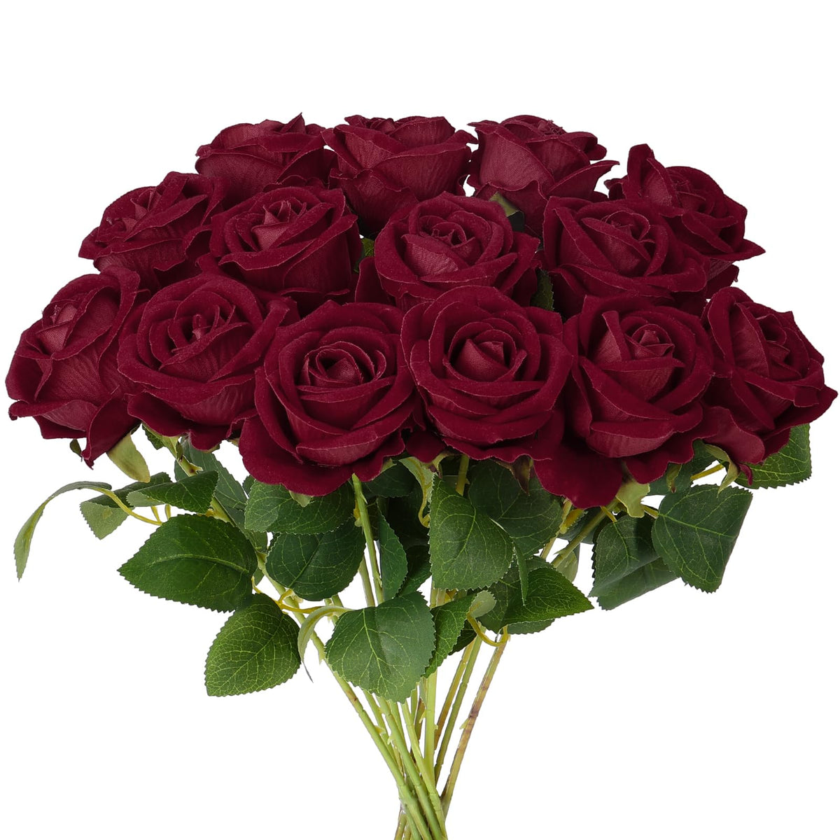 Auihiay 14PCS Red Roses Artificial Flowers, Fake Red Roses Bouquet