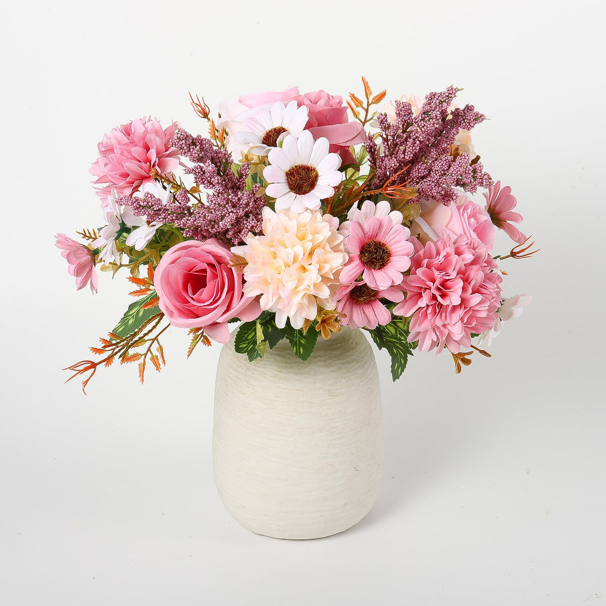 2 Packs Artificial Flower Bouquet Silk Roses Flowers(Pink)