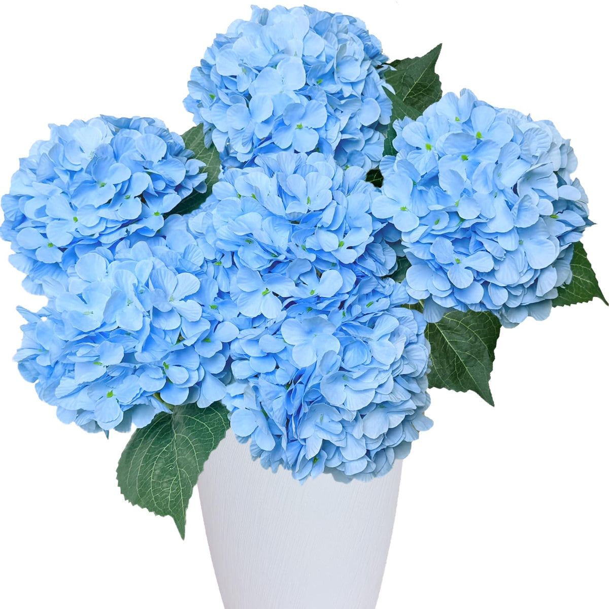 6PCS Blue Hydrangea Artificial Flowers, Silk Faux Hydrangeas